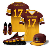Custom Red Yellow Washington Football MaxSoul Shoes and Hat Combo Offer Personalized Combo ZH-D020268-31